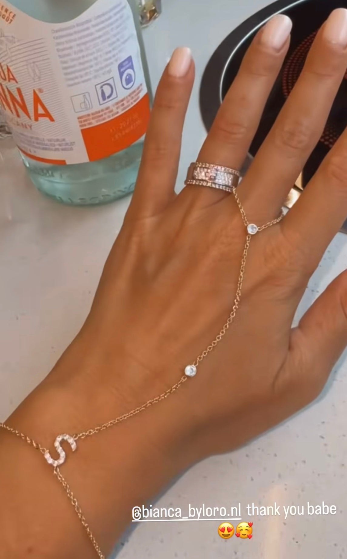 Combi: Halo Cross Necklace & Initial Hand Chain