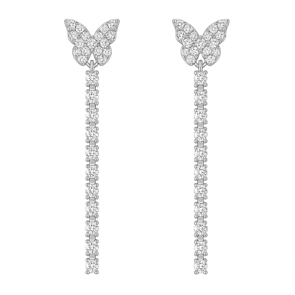 CUSTOMMADE BUTTERFLY TENNIS DROP EARRINGS X Ruby