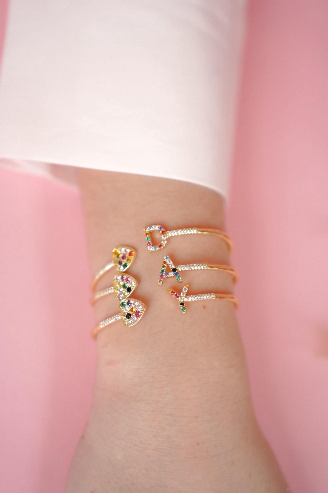 CUSTOMMADE Rainbow Diamond Initial Bracelet x Roqi & Day