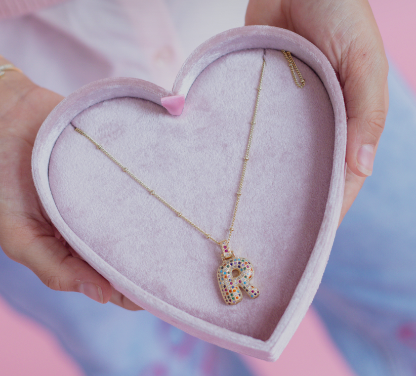 CUSTOMMADE Rainbow Bubble Letter Necklace X Roqi & Day