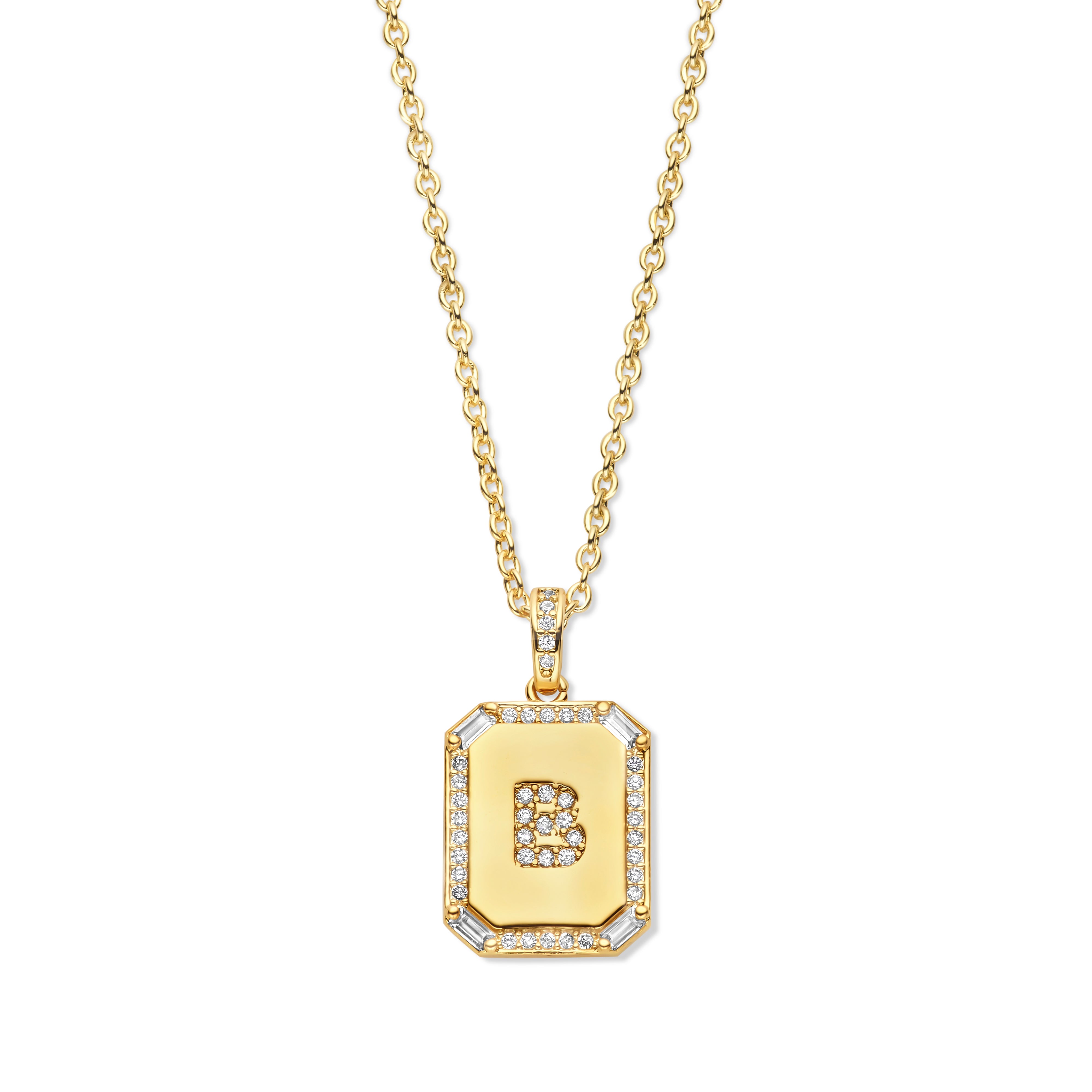 CUSTOMMADE Crystal Baguette Initial Necklace
