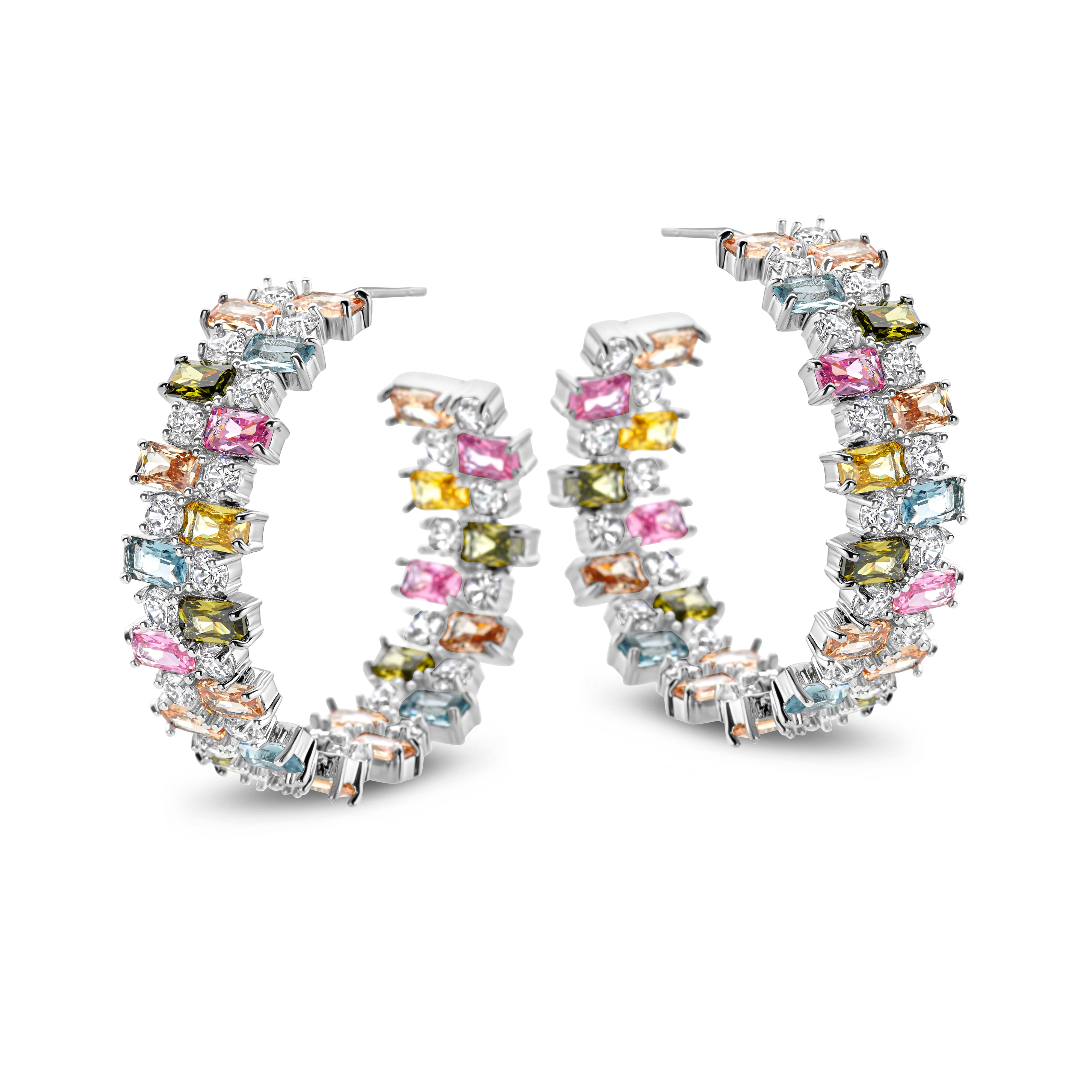 Diamond Baguette Earrings [RAINBOW]
