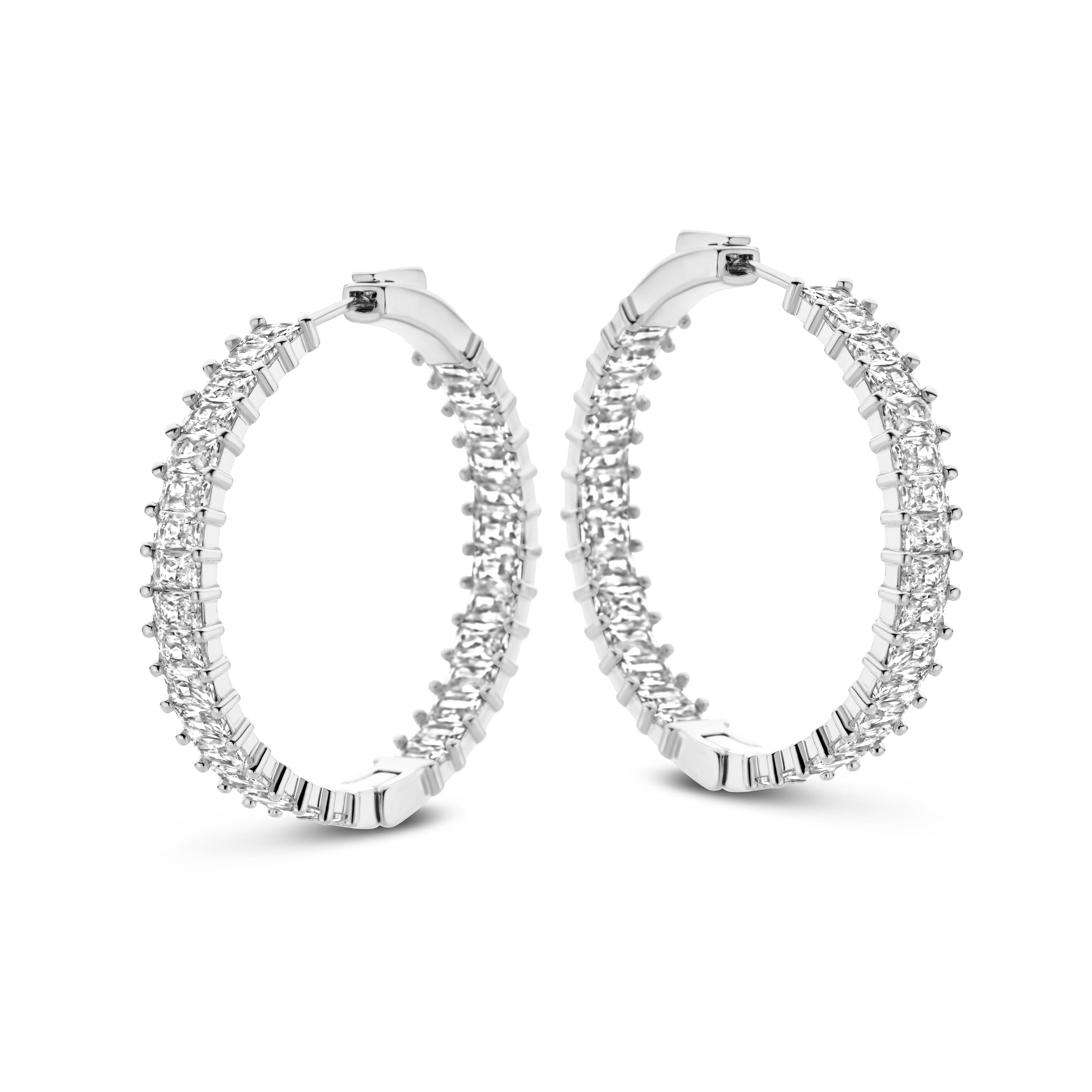 Diamond Baguette Earrings [SILVER]