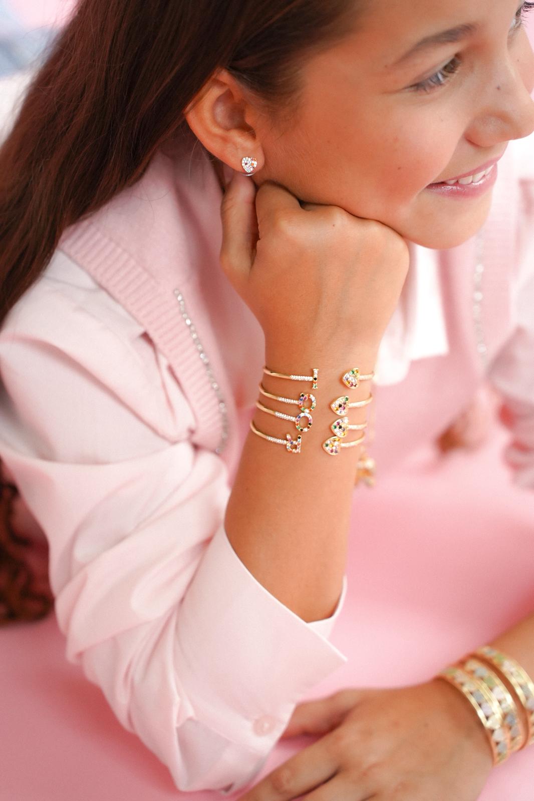 CUSTOMMADE Rainbow Diamond Initial Bracelet x Roqi & Day