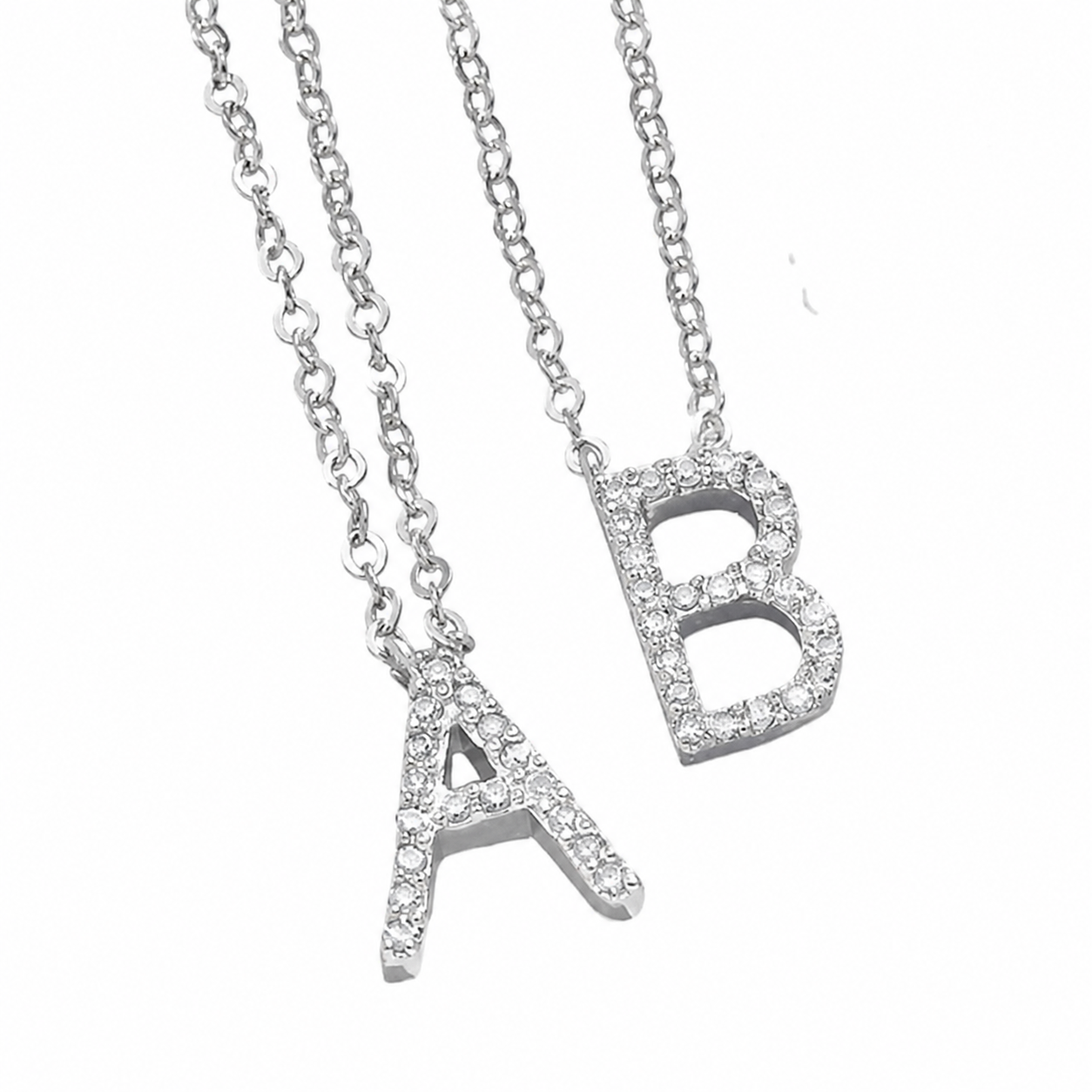 Custommade Initial Letter Necklace in zilver met twee initialen